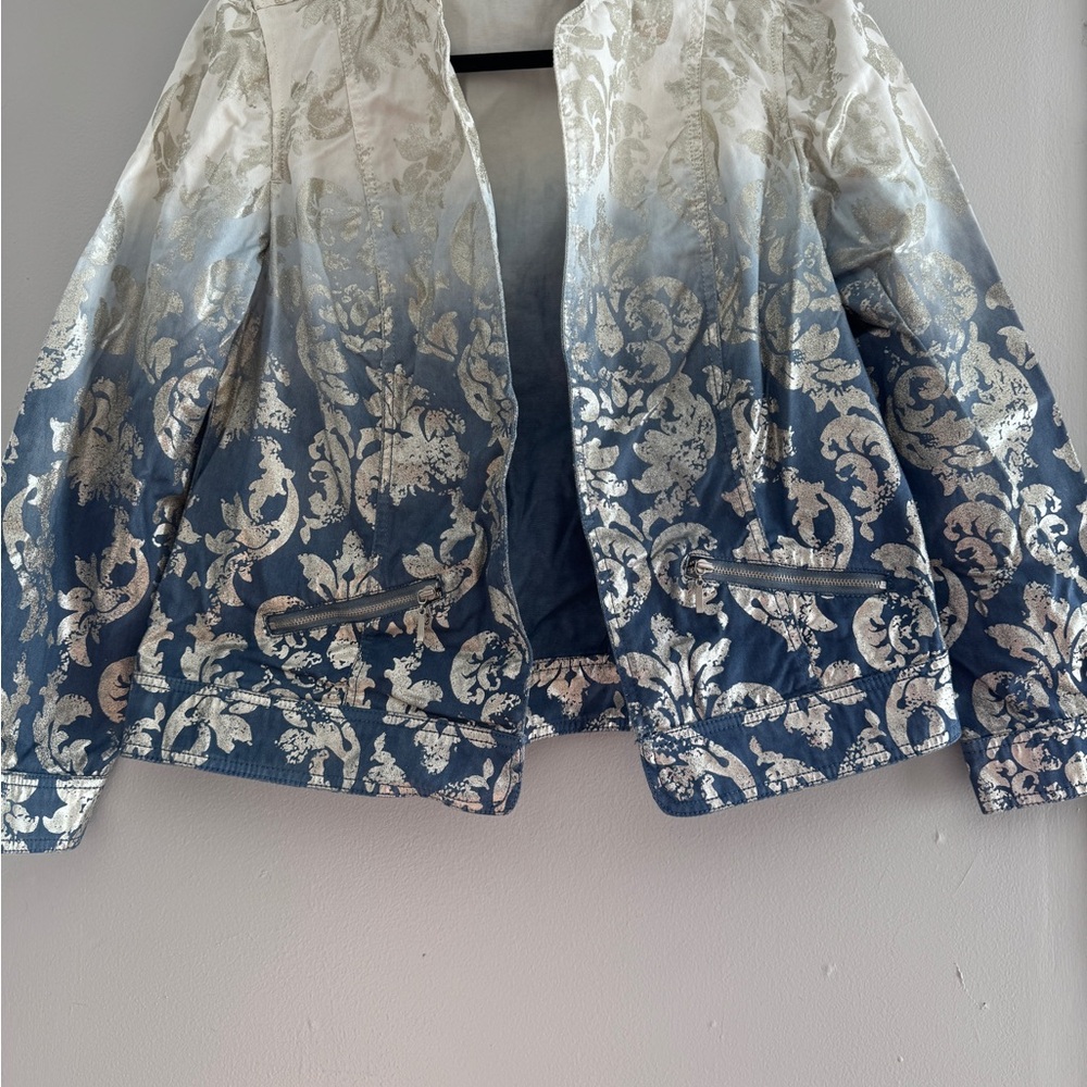Elegant Blue and White Women's Jacket